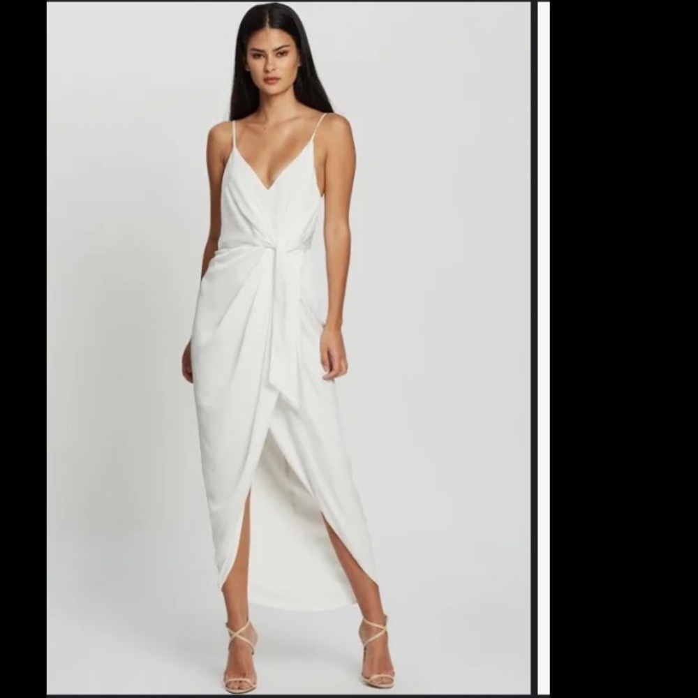 Shona Joy luxe cocktail frill dress white 6
